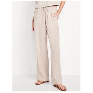 Old Navy High-Waisted Linen-Blend Straight Pants Womens M Flax